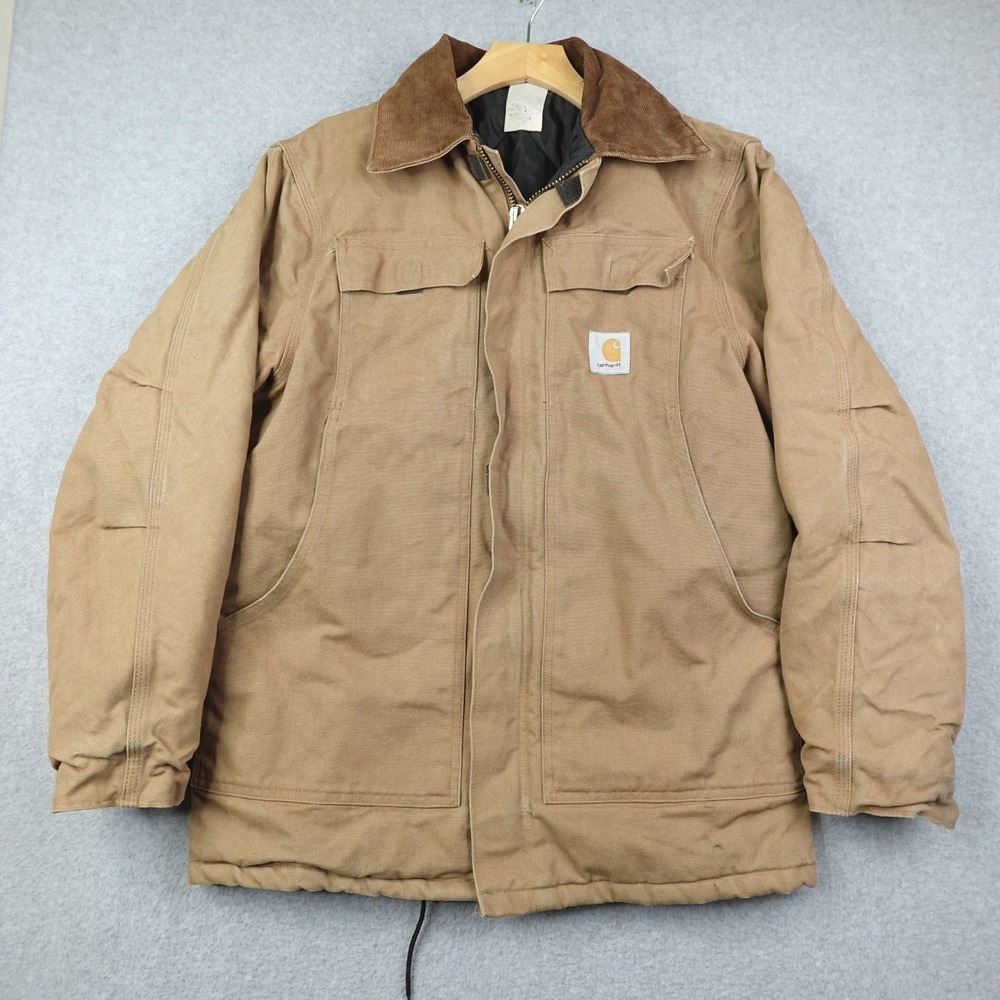 Vintage Carhartt Jacket Mens 40 Tan Canvas Duck Quilt Lined Work Chore Barn USA